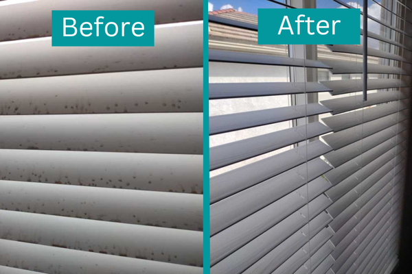 Window Blinds Cleaning - Window blinds/sills/frames are an extra that we can add onto our standard and deep cleaning packages. This extra is recommended for the first cleaning of the home to set up a clean atmosphere for your family. If your window blinds look like this, call us today to book your deep cleaning service! 760-334-8880 or visit us online at bannercleaning.com