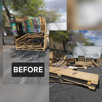 Junk Removal - Helping those who help so many. This job was to clear out stacks of pallets from Help of southern Nevada.
No job is too big or too small Junk Removal - Helping those who help so many. This job was to clear out stacks of pallets from Help of southern Nevada.
No job is too big or too small