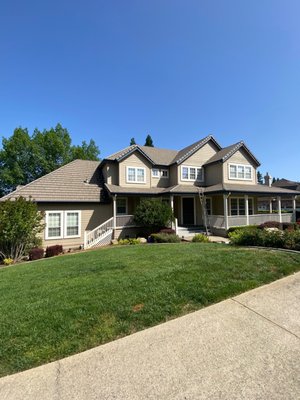 Exterior Painting - This exterior project had rotten trim around the windows on the second floor, garage door and chimney trim. We replaced them and went ahead and did our same routine of Power wash, caulk, and any siding repair that had to be done in this specific home.