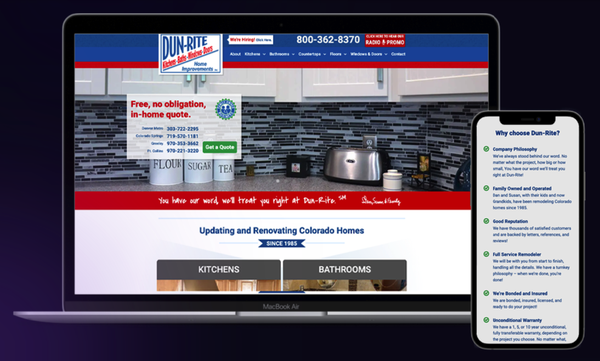Website redesign for home services company - DunRite saw a 32% lift in traffic in the first 90 days and has continued to surpass sales targets year over year. Website redesign for home services company - DunRite saw a 32% lift in traffic in the first 90 days and has continued to surpass sales targets year over year.