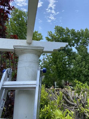 Termite repair work - Real estate job. Repaired damaged corbel, rafter tail and both storage room doors and trim Termite repair work - Real estate job. Repaired damaged corbel, rafter tail and both storage room doors and trim