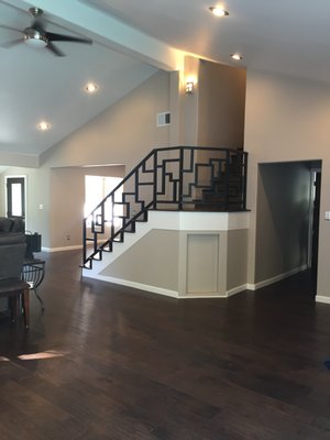 Living Room Renovation - Looking to add a touch of elegance to your home or office? Look no further than this custom steel powder coated stair railing. Made from high-quality steel and coated with a durable powder finish, this railing is built to last and withstand even the toughest conditions.
Our team of skilled craftsmen will work with you to design the perfect railing for your space, ensuring that it complements your existing decor and meets your specific needs. Whether you're looking for a sleek, modern design or a more traditional look, we will assist to create the perfect railing for your home or office.
So why wait? Contact us today to learn more about how you can transforming your space into a beautiful, functional work of art. Living Room Renovation - Looking to add a touch of elegance to your home or office? Look no further than this custom steel powder coated stair railing. Made from high-quality steel and coated with a durable powder finish, this railing is built to last and withstand even the toughest conditions.
Our team of skilled craftsmen will work with you to design the perfect railing for your space, ensuring that it complements your existing decor and meets your specific needs. Whether you're looking for a sleek, modern design or a more traditional look, we will assist to create the perfect railing for your home or office.
So why wait? Contact us today to learn more about how you can transforming your space into a beautiful, functional work of art.
