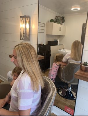 Reverse balayage - This guest had all over blonde hair. She wanted a Balayage Look with dimension. I did a reverse Balayage to give her dimension and beautiful blonde Highlights and face framing. Reverse balayage - This guest had all over blonde hair. She wanted a Balayage Look with dimension. I did a reverse Balayage to give her dimension and beautiful blonde Highlights and face framing.
