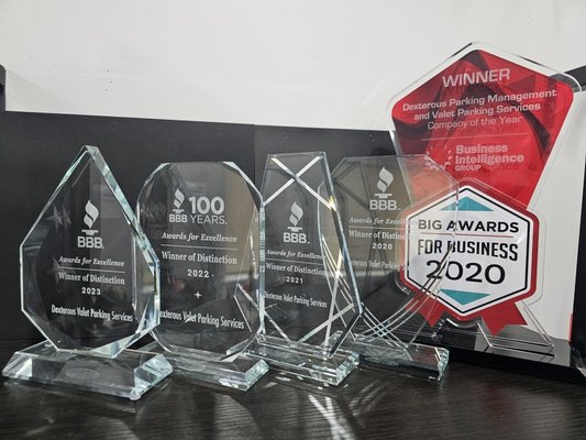 Awards and Recognition - Dexterous Valet Parking Services, 
An award winning company!