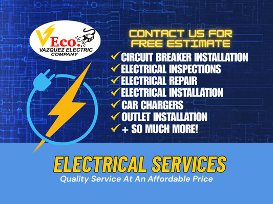 Quality & Affordable Electrical Services - Welcome to Vazquez Electrical, where we take care of all your electrical needs, big and small. With over 40 years of experience, our team provides reliable, top-quality service across Los Angeles County. Here’s a closer look at some of the services we offer and how we can help you power up your space safely and effectively.
Circuit Breaker Installations & Repair
Circuit breakers are at the heart of your electrical system. If yours aren’t working properly, it can lead to serious issues like frequent power outages, tripped circuits, and even fire risks. Whether you need a new breaker installed, your old one replaced, or you’re dealing with unexplained circuit issues, we’ve got you covered. Our team will assess the situation, recommend the right solution, and get your breakers working safely and efficiently in no time.
Electrical Inspections
Electrical inspections are essential for ensuring your home or business is safe, up to code, and functioning at its best. Our licensed electricians will carefully inspect your wiring, outlets, panels, and other components to identify any potential issues before they become bigger problems. Whether it’s for an upcoming sale, renovation, or just peace of mind, our thorough inspections help you keep your space safe and compliant with local regulations.
Electrical Repair
Sometimes, electrical systems just don’t work as they should—lights flicker, outlets don’t respond, or appliances won’t power up. Our team is experienced in troubleshooting and repairing a wide range of electrical problems. From minor fixes to more complex issues, we’ll work quickly to identify the root cause and provide an effective, lasting solution.
Electrical Installations
Whether you’re adding new lighting, installing appliances, or setting up new wiring, we offer complete electrical installation services to meet your needs. Our team handles installations for both residential and commercial properties, ensuring all wiring, connections, and devices are installed safely and professionally. We take the time to understand your needs and recommend the best products and setups for your space, making sure everything works perfectly from day one.
Car Charger Installations
With more people switching to electric vehicles, we’re here to make the transition easy and convenient with car charger installations. Our team will help you choose the right charger for your EV, set up the wiring, and ensure it’s installed safely and efficiently. You’ll have the peace of mind of knowing your car charger is professionally installed, ready to keep your EV powered up whenever you need it.
Outlet Installations
Whether you need additional outlets in your home or want to upgrade to safer, more efficient models, our team can handle all your outlet installation needs. From standard outlets to USB-integrated models, we’ll work with you to identify the best placement and type for your space, ensuring each outlet is properly installed and ready to use.
And So Much More!
Our services go far beyond what’s listed above. We’re experienced in handling a wide range of electrical needs, from panel upgrades and wiring repairs to lighting installations, surge protection, and custom solutions for specific projects. If you’ve got an electrical task, there’s a good chance we can help.
Why Choose Vazquez Electrical?
At Vazquez Electrical, we’re committed to providing high-quality, reliable, and safe electrical services. Our family-owned, customer-first approach ensures you’re treated with respect, and our years of experience mean we know how to handle even the most complex jobs. If you’re looking for a trusted partner for all things electrical, look no further. Give us a call today, and let us bring our expertise to your next project! Quality & Affordable Electrical Services - Welcome to Vazquez Electrical, where we take care of all your electrical needs, big and small. With over 40 years of experience, our team provides reliable, top-quality service across Los Angeles County. Here’s a closer look at some of the services we offer and how we can help you power up your space safely and effectively.
Circuit Breaker Installations & Repair
Circuit breakers are at the heart of your electrical system. If yours aren’t working properly, it can lead to serious issues like frequent power outages, tripped circuits, and even fire risks. Whether you need a new breaker installed, your old one replaced, or you’re dealing with unexplained circuit issues, we’ve got you covered. Our team will assess the situation, recommend the right solution, and get your breakers working safely and efficiently in no time.
Electrical Inspections
Electrical inspections are essential for ensuring your home or business is safe, up to code, and functioning at its best. Our licensed electricians will carefully inspect your wiring, outlets, panels, and other components to identify any potential issues before they become bigger problems. Whether it’s for an upcoming sale, renovation, or just peace of mind, our thorough inspections help you keep your space safe and compliant with local regulations.
Electrical Repair
Sometimes, electrical systems just don’t work as they should—lights flicker, outlets don’t respond, or appliances won’t power up. Our team is experienced in troubleshooting and repairing a wide range of electrical problems. From minor fixes to more complex issues, we’ll work quickly to identify the root cause and provide an effective, lasting solution.
Electrical Installations
Whether you’re adding new lighting, installing appliances, or setting up new wiring, we offer complete electrical installation services to meet your needs. Our team handles installations for both residential and commercial properties, ensuring all wiring, connections, and devices are installed safely and professionally. We take the time to understand your needs and recommend the best products and setups for your space, making sure everything works perfectly from day one.
Car Charger Installations
With more people switching to electric vehicles, we’re here to make the transition easy and convenient with car charger installations. Our team will help you choose the right charger for your EV, set up the wiring, and ensure it’s installed safely and efficiently. You’ll have the peace of mind of knowing your car charger is professionally installed, ready to keep your EV powered up whenever you need it.
Outlet Installations
Whether you need additional outlets in your home or want to upgrade to safer, more efficient models, our team can handle all your outlet installation needs. From standard outlets to USB-integrated models, we’ll work with you to identify the best placement and type for your space, ensuring each outlet is properly installed and ready to use.
And So Much More!
Our services go far beyond what’s listed above. We’re experienced in handling a wide range of electrical needs, from panel upgrades and wiring repairs to lighting installations, surge protection, and custom solutions for specific projects. If you’ve got an electrical task, there’s a good chance we can help.
Why Choose Vazquez Electrical?
At Vazquez Electrical, we’re committed to providing high-quality, reliable, and safe electrical services. Our family-owned, customer-first approach ensures you’re treated with respect, and our years of experience mean we know how to handle even the most complex jobs. If you’re looking for a trusted partner for all things electrical, look no further. Give us a call today, and let us bring our expertise to your next project!