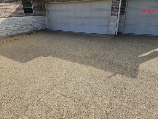 College Station Pebble Stone - Pebble Stone cleans up so nice! Added a chemical treatment after surface cleaning to keep the organic growth from coming back fast. College Station Pebble Stone - Pebble Stone cleans up so nice! Added a chemical treatment after surface cleaning to keep the organic growth from coming back fast.