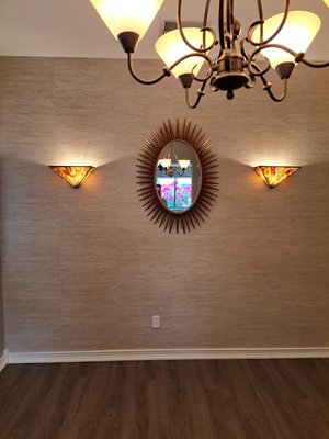 Wallpapper Installation - This wallpaper installation was done in memory of our clients wife. The choice of wallpaper was to match her style.