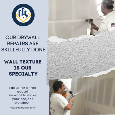 Wall texture is our specialty! - Drywall texture is more of an art than a science!

We are wall texture specialists that offer several styles that can bring some decorative beauty and help obscure minor surface imperfections with a economical spray 

We also do custom hand textures that create wall patterns using stipple brushes, rollers, and finishing knives 
No job is too big or small for us! Contact us for a free quote! (877) 319-1620