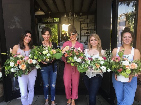 Studio Floral Design Classes - You need not be a pro just someone who wants a floral experience! Give the gift of flower fun to a friend, a client, and/or yourself, and go home with an arrangement worth more than the price of the class! The current season's available dates are listed on the website. If you have a date in mind, call and we'll do what we can to find a mutually agreeable date and time for you and your friends! Studio Floral Design Classes - You need not be a pro just someone who wants a floral experience! Give the gift of flower fun to a friend, a client, and/or yourself, and go home with an arrangement worth more than the price of the class! The current season's available dates are listed on the website. If you have a date in mind, call and we'll do what we can to find a mutually agreeable date and time for you and your friends!
