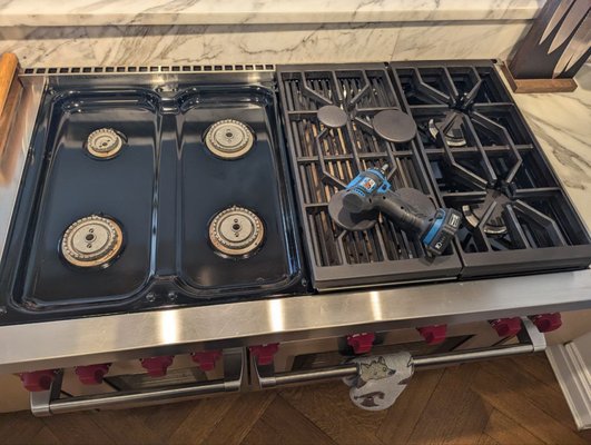 Wolf Stove – Top Burners & Ignitions Repair 2025 - Repaired a Wolf gas cooktop with continuous clicking and ignition failure on all top burners. We diagnosed the problem and replaced all four spark electrodes and four individual spark ignition modules. After installation and testing, all burners ignited properly, the constant clicking stopped, and the cooktop was restored to normal operation. Call (888) 702-8565 for professional Wolf appliance repair. Wolf Stove – Top Burners & Ignitions Repair 2025 - Repaired a Wolf gas cooktop with continuous clicking and ignition failure on all top burners. We diagnosed the problem and replaced all four spark electrodes and four individual spark ignition modules. After installation and testing, all burners ignited properly, the constant clicking stopped, and the cooktop was restored to normal operation. Call (888) 702-8565 for professional Wolf appliance repair.
