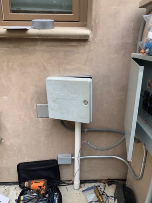 Irrigation controller replacement with Hunter HCC WIFI - This irrigation controller replacement was to upgrade the existing unit to allow for operation of the controller via WIFI. This allows the customer full control of the irrigation system through an app on your phone or tablet. You can receive information and look at the watering history of the system anywhere in the world where you have phone service or a WIFI connection. Links with your home WIFI and tracks rain and weather conditions through local weather stations. Controller can be set up to automatically turn off in the event of rainfall. Priced surprisingly reasonable for almost any budget. Irrigation controller replacement with Hunter HCC WIFI - This irrigation controller replacement was to upgrade the existing unit to allow for operation of the controller via WIFI. This allows the customer full control of the irrigation system through an app on your phone or tablet. You can receive information and look at the watering history of the system anywhere in the world where you have phone service or a WIFI connection. Links with your home WIFI and tracks rain and weather conditions through local weather stations. Controller can be set up to automatically turn off in the event of rainfall. Priced surprisingly reasonable for almost any budget.