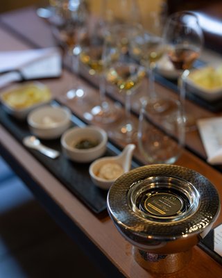 Caviar & Wine Tasting - Savor our Charles Krug caviar, expertly paired with our exclusive, small-lot sparkling and white wines during this wine experience. After a tour of our historic estate, each guest will be seated and then enjoy over 30 grams of creamy, velvety caviar. In addition to the wine and caviar, this interactive 90-minute experience features a playful twist on classic accompaniments and concludes with a delightful surprise that will undoubtedly become a topic of conversation for a long time to come. Caviar & Wine Tasting - Savor our Charles Krug caviar, expertly paired with our exclusive, small-lot sparkling and white wines during this wine experience. After a tour of our historic estate, each guest will be seated and then enjoy over 30 grams of creamy, velvety caviar. In addition to the wine and caviar, this interactive 90-minute experience features a playful twist on classic accompaniments and concludes with a delightful surprise that will undoubtedly become a topic of conversation for a long time to come.