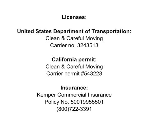 Licensed and Insured - These are our verifiable licenses and insurances.