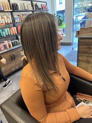 Tape-In-Extensions - Tape in extensions are thin, lightweight tape wefts that get “sandwiched” together in between your own hair to add length or thickness to your hair. They require no tools or chemicals to get applied, can last 8-12 weeks, and are reusable up to three applications.