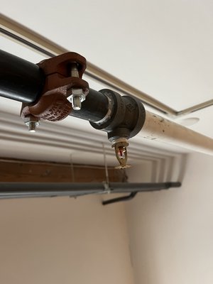 Commercial Fire Sprinkler Pipe Leak in High Ceiling - This repair was in the city of San Francisco. A pipe was badly corroded and had started to leak in tenants space. We replaced the Whole length of pipe and repaired the leak without making any mess. Commercial Fire Sprinkler Pipe Leak in High Ceiling - This repair was in the city of San Francisco. A pipe was badly corroded and had started to leak in tenants space. We replaced the Whole length of pipe and repaired the leak without making any mess.
