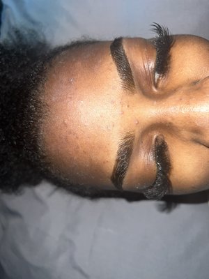 Eyebrow Tinting - a cosmetic procedure using a semi-permanent dye to make your brows appear fuller, thicker, and more defined by coloring the individual hairs and the small, lighter hairs underneath the brow line Eyebrow Tinting - a cosmetic procedure using a semi-permanent dye to make your brows appear fuller, thicker, and more defined by coloring the individual hairs and the small, lighter hairs underneath the brow line
