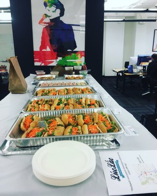 Luc Lac Office Catering – Banh Mi + Vermicelli Bar - We’re proud to partner with Luc Lac, one of Portland’s most beloved Vietnamese restaurants, to bring vibrant, crowd-pleasing meals right into the office. From individually portioned banh mi to build-your-own vermicelli noodle bars, we handle the setup so your team can focus on enjoying the food.
Each meal includes custom labels with dietary info, and we provide branded table toppers that showcase the story behind the restaurant—because great food is even better when you know where it comes from. Luc Lac Office Catering – Banh Mi + Vermicelli Bar - We’re proud to partner with Luc Lac, one of Portland’s most beloved Vietnamese restaurants, to bring vibrant, crowd-pleasing meals right into the office. From individually portioned banh mi to build-your-own vermicelli noodle bars, we handle the setup so your team can focus on enjoying the food.
Each meal includes custom labels with dietary info, and we provide branded table toppers that showcase the story behind the restaurant—because great food is even better when you know where it comes from.