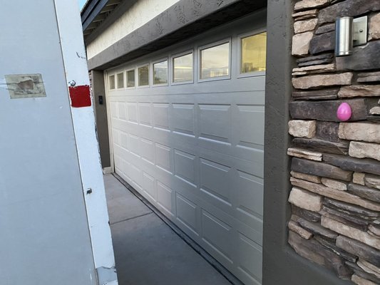 Hung door repair - Customers door came off track after getting caught on a box. Was able to reset the door and replace worn rollers within 1 hour of the initial call ! Hung door repair - Customers door came off track after getting caught on a box. Was able to reset the door and replace worn rollers within 1 hour of the initial call !