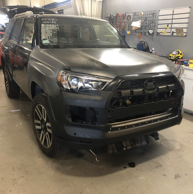Toyota Accident Repair - A major collision repair done on a Toyota. The complete front end was replaced, along with all the airbags. We will bring your car back to pre-accident condition. Toyota Accident Repair - A major collision repair done on a Toyota. The complete front end was replaced, along with all the airbags. We will bring your car back to pre-accident condition.