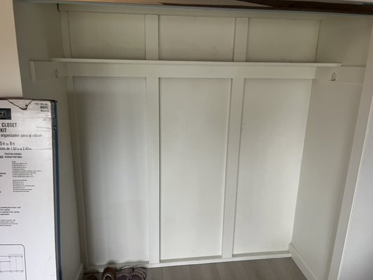 Rebuild shelves for storage space - Closet shelving upgrade — removed the old shelves and installed new shelving at the client’s preferred heights. The sliding closet doors were also reinstalled and adjusted for smooth operation. Rebuild shelves for storage space - Closet shelving upgrade — removed the old shelves and installed new shelving at the client’s preferred heights. The sliding closet doors were also reinstalled and adjusted for smooth operation.