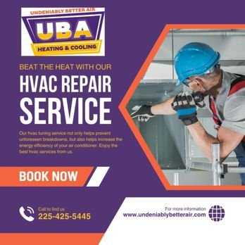 HVAC Repair - Replacement - Heat Pumps - Dealing with a heating malfunctioning on a cold winter night in the Baton Rouge, LA, area is enough to make any home or business owner panic. When you mess with the thermostat, open the vents, and there's still no hot air, UBA Heating & Cooling has you covered. Our team is here with 24-hour emergency service to tackle any heating repair.
We also offer free second opinions to provide the confidence you deserve that your heater is fixed right the first time. We understand the unique residential and light commercial heating needs of our community and are dedicated to providing Undeniably Better Air.
Is your furnace or heating system malfunctioning? Our repair experts are here to restore your comfort in no time. Call 225-800-8990 for fast service! HVAC Repair - Replacement - Heat Pumps - Dealing with a heating malfunctioning on a cold winter night in the Baton Rouge, LA, area is enough to make any home or business owner panic. When you mess with the thermostat, open the vents, and there's still no hot air, UBA Heating & Cooling has you covered. Our team is here with 24-hour emergency service to tackle any heating repair.
We also offer free second opinions to provide the confidence you deserve that your heater is fixed right the first time. We understand the unique residential and light commercial heating needs of our community and are dedicated to providing Undeniably Better Air.
Is your furnace or heating system malfunctioning? Our repair experts are here to restore your comfort in no time. Call 225-800-8990 for fast service!