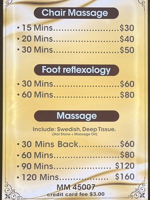 Massage Menu 2026 - Massage prices Massage Menu 2026 - Massage prices