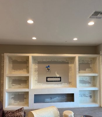 Entertainment center - Drywall installed tape texture left ready for paint Entertainment center - Drywall installed tape texture left ready for paint
