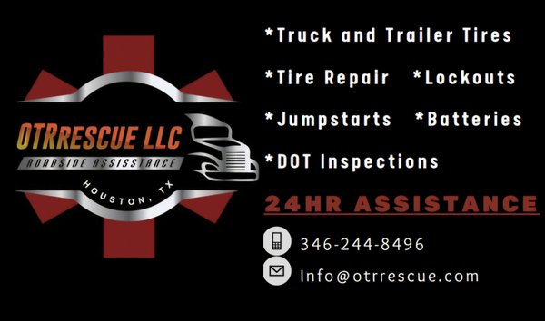 Roadside Assistance - OTR Rescue Llc. provides Roadside Assistance for passenger and commercial vehicles. Including but not limited to Tire repair and tire sales, Jumpstarts or battery jumps, lockout services. Roadside Assistance - OTR Rescue Llc. provides Roadside Assistance for passenger and commercial vehicles. Including but not limited to Tire repair and tire sales, Jumpstarts or battery jumps, lockout services.