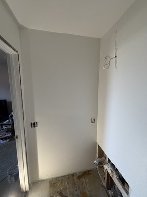 Bathroom/Closet Repair - Installation of drywall followed by taping, mudding, texturing, and painting. Bathroom/Closet Repair - Installation of drywall followed by taping, mudding, texturing, and painting.