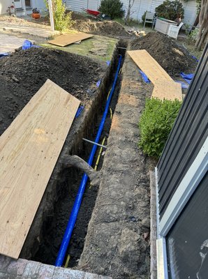 ADU construction - This project was done for a new ADU construction. We provided a new main water line and gas line for the new ADU. The project included excavation for the new lines, installation, city inspection, and back fill. The job came out incredible and the clients were happy with the outcome. ADU construction - This project was done for a new ADU construction. We provided a new main water line and gas line for the new ADU. The project included excavation for the new lines, installation, city inspection, and back fill. The job came out incredible and the clients were happy with the outcome.