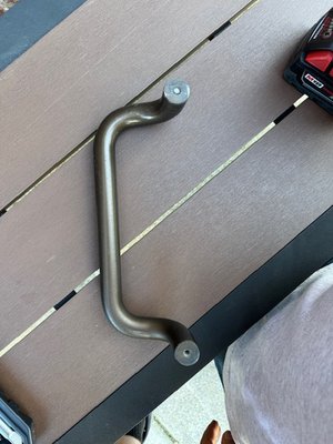 Commercial Door Repair - On this job the customers door handle had been broken off. We retapped the holes and attached handle back on the door.