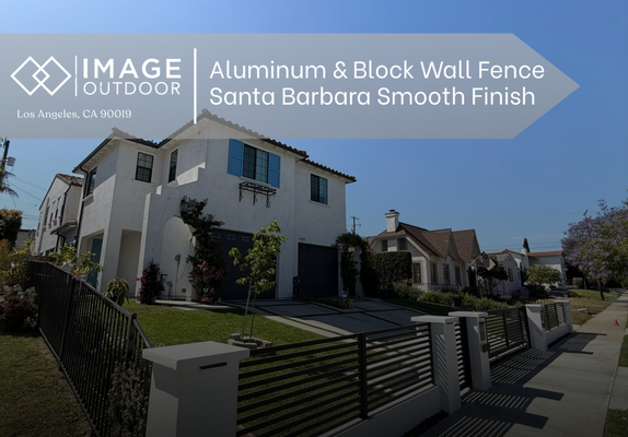 Aluminum & Block Wall Fence - We integrated sleek and powder-coated aluminum fence panels into the block wall design to provide a modern contrast and allow for visibility, ventilation, and security. Aluminum was selected for its clean lines, resistance to corrosion, and minimal maintenance requirements. The panels were custom-sized to fit seamlessly between masonry columns and match the building’s contemporary Spanish aesthetic. Aluminum & Block Wall Fence - We integrated sleek and powder-coated aluminum fence panels into the block wall design to provide a modern contrast and allow for visibility, ventilation, and security. Aluminum was selected for its clean lines, resistance to corrosion, and minimal maintenance requirements. The panels were custom-sized to fit seamlessly between masonry columns and match the building’s contemporary Spanish aesthetic.