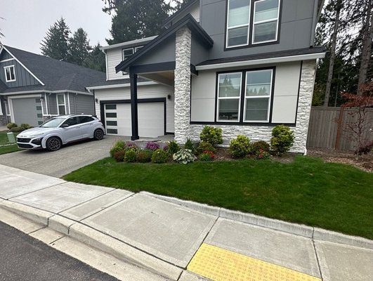 Before & After front yard - Added artificial turf, paver walkway and extended paver driveway Before & After front yard - Added artificial turf, paver walkway and extended paver driveway