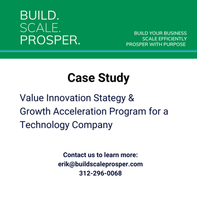 Business Strategy & Growth Acceleration Program for Technology Company - Background
‣ Technology firm had created new products and services as a part of their core infrastructure and wanted to monetize them.
Challenges
‣ New products had a different target market that had a different buying journey
‣ The company did not have experience or knowledge of how to market and sell into these new markets
‣ They did not have an in-house marketing team or growth acceleration systems to launch the products
Actions
‣ Developed and executed a comprehensive value innovation strategy and growth acceleration system to go-to-market with the product and service offering
Results
‣ Exceeded first year revenue growth objectives by 150% during pandemic Business Strategy & Growth Acceleration Program for Technology Company - Background
‣ Technology firm had created new products and services as a part of their core infrastructure and wanted to monetize them.
Challenges
‣ New products had a different target market that had a different buying journey
‣ The company did not have experience or knowledge of how to market and sell into these new markets
‣ They did not have an in-house marketing team or growth acceleration systems to launch the products
Actions
‣ Developed and executed a comprehensive value innovation strategy and growth acceleration system to go-to-market with the product and service offering
Results
‣ Exceeded first year revenue growth objectives by 150% during pandemic
