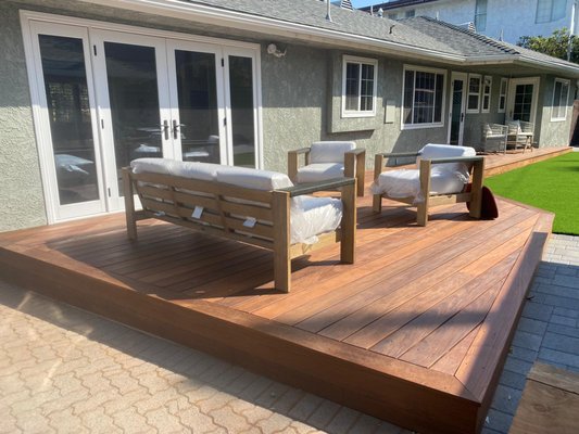 Before and after backyard renovation 2020-Los Angeles - Here we have one of our Los Angeles Outdoor Living projects. 
This project has features like; pavers, turf, decking etc. We also design fire pits, outdoor BBQs, outdoor kitchens. 
Whatever your yard dreams might be, we'll make it happen!