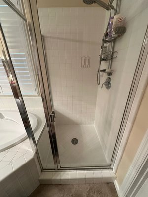 Tile Grout and Shower Door Repair
October 2024 - Replaced rotten door hinges after it fell off. We found a custom solution to repair the door and avoid fully replacing the shower enclosure. Additionally, we performed detailed grout repair to ensure waterproofing and long-term durability.