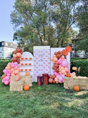 pumpkin patch - we designed this pumpkin theme decor that captured fall vibes in pink hues