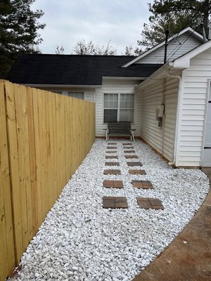Rock Patio - This was a quick project for a long time customer marble rocks with nice pavers for steps. Rock Patio - This was a quick project for a long time customer marble rocks with nice pavers for steps.