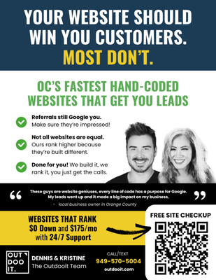 Web Design Near Me - If you want a website for your business but do not want to worry about maintenance and updates, we got you covered. For $0.00 down and just $175 a month we will sit down with you and learn about your business and build you a site is built around your services for near 100% page performance scores which is key for ranking on Google. Call us at 949-704-7833 to talk about getting your website done!