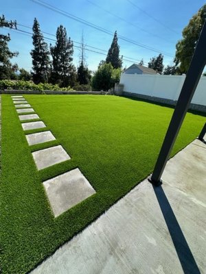 sylmar job with stepping stones path - sylmar partial backyard grass to turf replacement with new stepping stones path project sylmar job with stepping stones path - sylmar partial backyard grass to turf replacement with new stepping stones path project