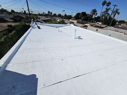 Flat roof project / Los Angeles - This flat roof project was completed in LA. We repaired the wood damage then did a torch down roofing system by polyglass with a polyfresko cap  to ensure a long lasting, built tough roof.