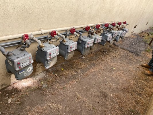 Seismic Auto Shutoff Gas Valve - As City of Los Angeles requires Seismic Automatic Shut-off Valves for each gas line for residential dwellings, owner of this 16 unit apartment contacted us and installed them in 2 days.