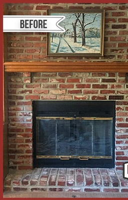 Fireplace Repair - Before:
In the "before" image, the fireplace shows significant signs of damage. The bricks may be cracked or crumbling, and there could be soot stains on the interior walls. The mantel might appear worn, with scratches or peeling paint. Additionally, the gas or wood-burning components could be malfunctioning, such as a rusted grate or a damaged flue. Overall, the fireplace looks outdated and in need of urgent repair.

After:
The "after" image reveals a beautifully restored fireplace! The damaged bricks have been replaced or repaired, giving the interior a fresh, clean look. The mantel has been refinished, enhancing its beauty and elegance. Any malfunctioning components have been expertly replaced or repaired, ensuring safe and efficient operation. The fireplace now radiates warmth and charm, becoming a stunning focal point in the room.