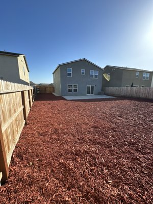 Concrete and wood chip - This was a new build in Merced so we added concrete and mulch to there backyard.. Concrete and wood chip - This was a new build in Merced so we added concrete and mulch to there backyard..