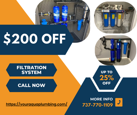 More than $200 off on your Filtration System Install - More than $200 off on your Filtration System Install Today ! Call Aquaman Plumbing ! More than $200 off on your Filtration System Install - More than $200 off on your Filtration System Install Today ! Call Aquaman Plumbing !