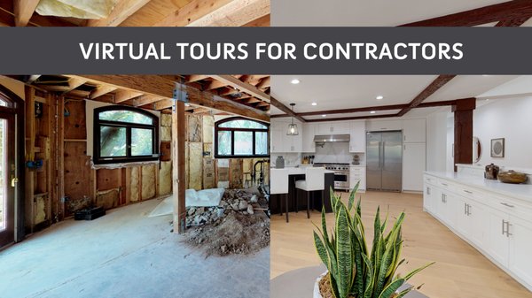 Virtual Tours for Contractors - "Before" and "after" photos are great, but "before" and "after" virtual tours of your remodeling work is sure to get the contract signed and win business fast! Our virtual tours can also help streamline your project and help save time since we can provide you accurate 3D point clouds and schematic floor plans from our 3D scans. You can also quickly take measurements from our 3D virtual tours and tag any part of the property with your notes. Virtual Tours for Contractors - "Before" and "after" photos are great, but "before" and "after" virtual tours of your remodeling work is sure to get the contract signed and win business fast! Our virtual tours can also help streamline your project and help save time since we can provide you accurate 3D point clouds and schematic floor plans from our 3D scans. You can also quickly take measurements from our 3D virtual tours and tag any part of the property with your notes.