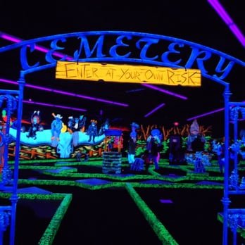Mini Golf - Our glow in the dark mini golf courses are sure to entertain you as you make your way through 18 holes with only the best monsters and creatures around. As you wind your way through the course, you’ll get a taste of local flavor with our hand-painted artwork depicting sites and symbols unique to the area. It’s going to be a spooktacular good time! Mini Golf - Our glow in the dark mini golf courses are sure to entertain you as you make your way through 18 holes with only the best monsters and creatures around. As you wind your way through the course, you’ll get a taste of local flavor with our hand-painted artwork depicting sites and symbols unique to the area. It’s going to be a spooktacular good time!