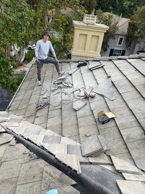 Roofing - We removed a roof tile and found a leak space. 
The waterproofing was applied and we replaced few roof tile. 
The leak has been fix. A good roof is the key to the durability of the house