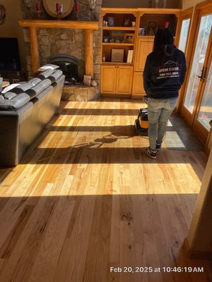 Deep Surface Cleaning - For this project, we provided a professional deep surface cleaning to restore the natural beauty of the hardwood floors. Over time, dirt, grime, and everyday wear can dull the look of wood. Our deep cleaning process removes buildup without sanding, giving the floor a refreshed appearance.
Scope of Work:
*Prepped floors and cleared surface debris
*Applied specialized hardwood cleaning solution
*Used professional equipment to scrub and extract buildup
Result:
The floors came back to life—brighter, cleaner, and refreshed—without the need for a full resand or refinish. This service is a cost-effective way to extend the life and beauty of hardwood floors. Deep Surface Cleaning - For this project, we provided a professional deep surface cleaning to restore the natural beauty of the hardwood floors. Over time, dirt, grime, and everyday wear can dull the look of wood. Our deep cleaning process removes buildup without sanding, giving the floor a refreshed appearance.
Scope of Work:
*Prepped floors and cleared surface debris
*Applied specialized hardwood cleaning solution
*Used professional equipment to scrub and extract buildup
Result:
The floors came back to life—brighter, cleaner, and refreshed—without the need for a full resand or refinish. This service is a cost-effective way to extend the life and beauty of hardwood floors.