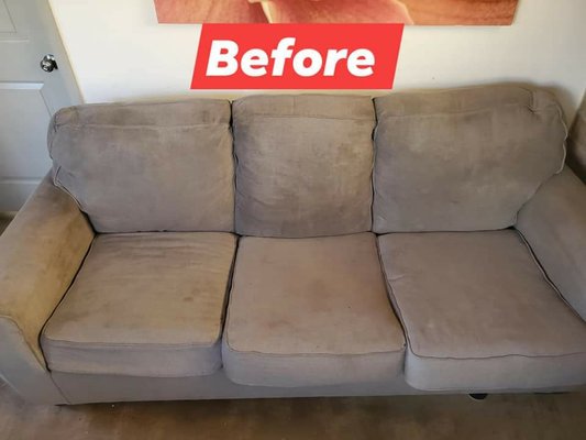Upholstery Cleaning Standard Sofa - This sofa was 4 years old and have never been cleaned be for. The customer was a pet owner, and requested it do be Deodorized. The first step we took was to treat the sofa to help lift the stains and body oils. Next agitate the trouble spots or areas of concern. Finally we rinse and extract, using a high temperature(230 degrees) truck mounted unit. Upholstery Cleaning Standard Sofa - This sofa was 4 years old and have never been cleaned be for. The customer was a pet owner, and requested it do be Deodorized. The first step we took was to treat the sofa to help lift the stains and body oils. Next agitate the trouble spots or areas of concern. Finally we rinse and extract, using a high temperature(230 degrees) truck mounted unit.